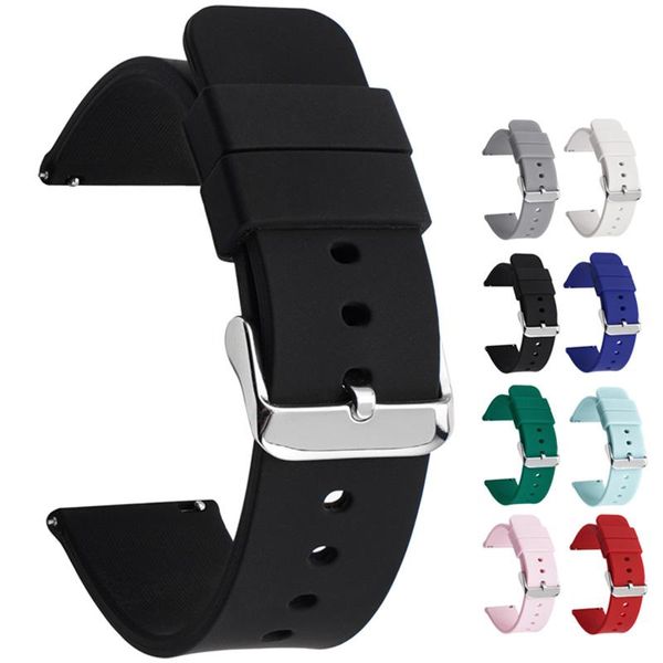 

watch bands beafiry soft silicone band 16mm 18mm 20mm 22mm 24mm quick release rubber strap waterproof watchband sport black blue grey, Black;brown