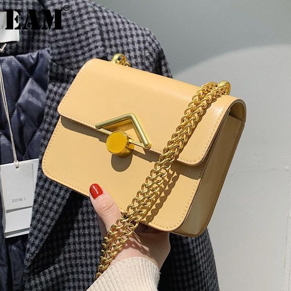 

cross body [eam] women spring brief chains pu leather flap personality all-match crossbody shoulder bag fashion tide 2021 18a2013