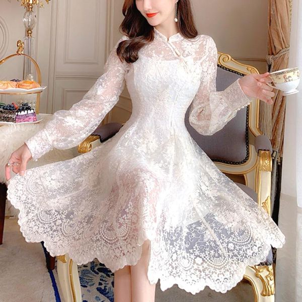 

casual dresses elegant fairy dress women french style designer party long sleeve vintage chiffon dres women's clothing autumn 2021, Black;gray
