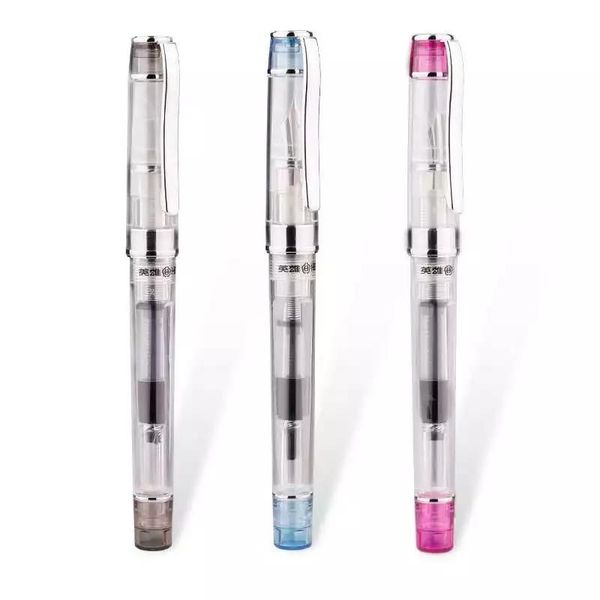 

hero 709 transparent fountain pen clear ink pen f nib converter filler business stationery office school supplies writing pens