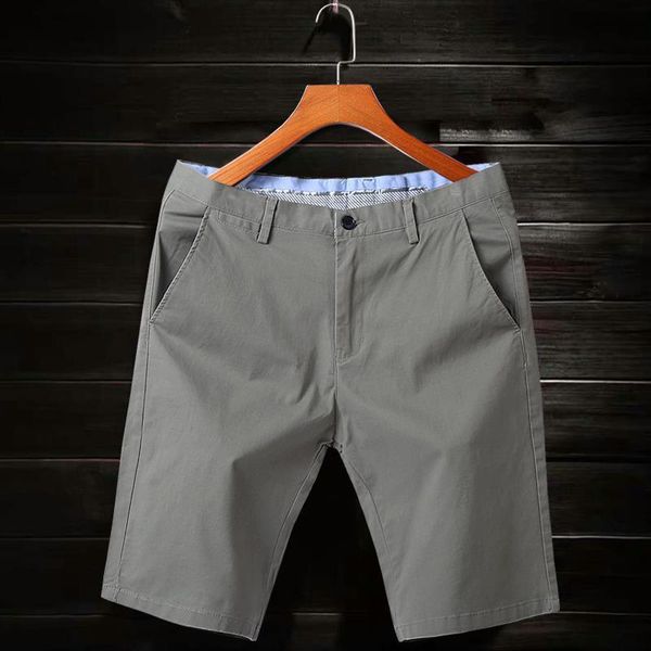 

men's shorts 2021 summer 100% pure cotton solid color high-quality casual business social elastic waist multico, White;black