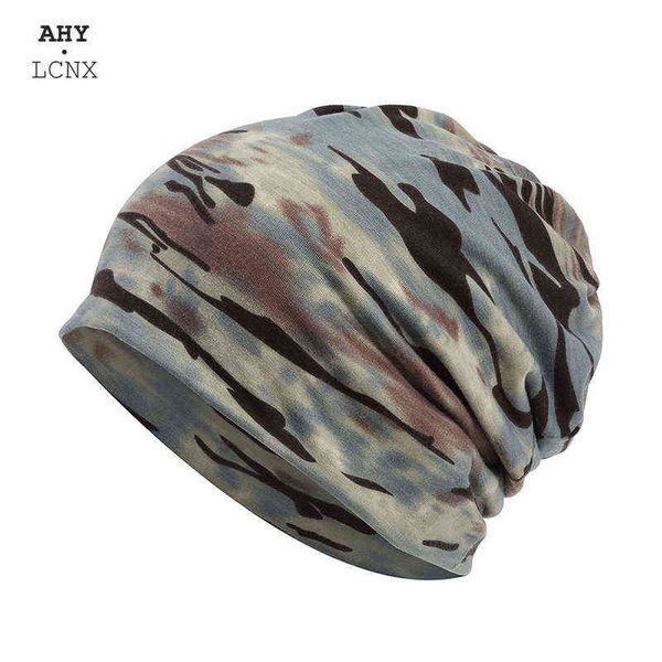 

camouflage men women hat beanies for autumn winter beanie cotton elastic warm women's bonnet hip hop baggy cap male female thin y21111, Blue;gray