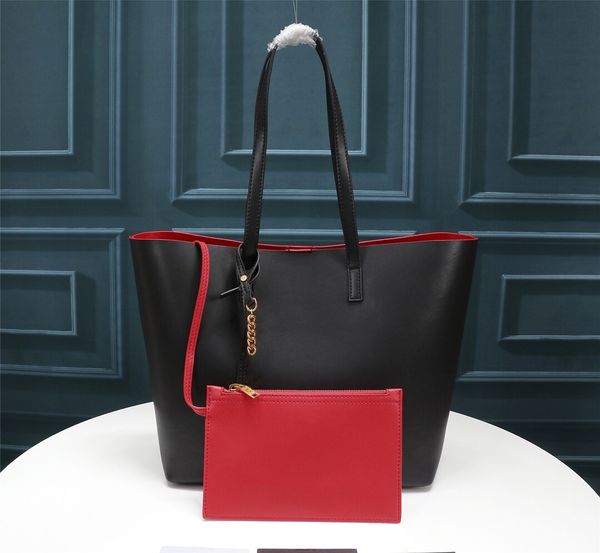 

luxury designer concise style shopping bags women genuine leather ultra-large capacity handbags 75096