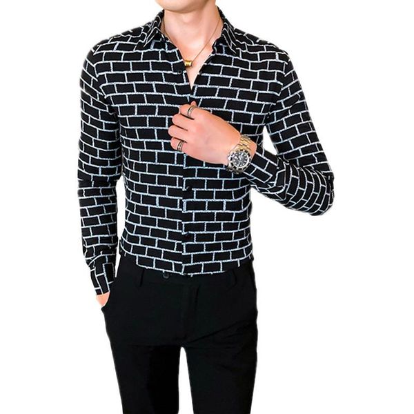 

black plaid shirt men long sleeve autumn shirt men fashion casual man size s-xxxl mens shirts, White;black