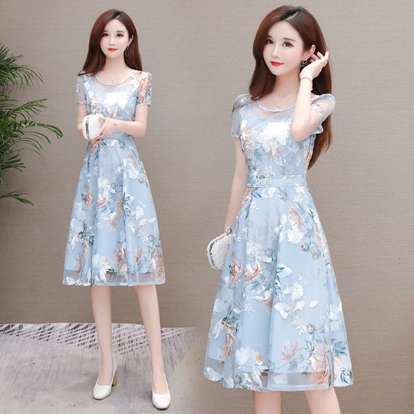 

light luxury size women's large new 2019 summer dress to in cover stomach and reduce the age, Black;gray