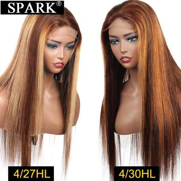 

lace wigs spark highlight brown 13x4 frontal wig brazilian straight ombre 4x4 closure 100% human remy hair front, Black;brown