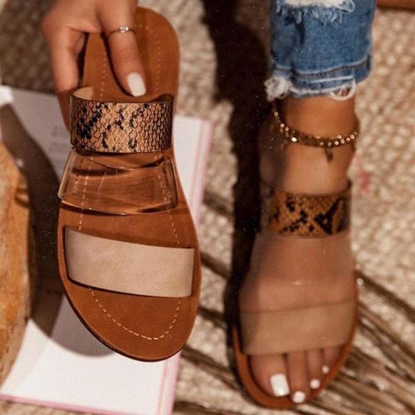 

sandals summer women slippers serpentine double layer flat ladies beach shoes fashion wild sandalias mujer 2021, Black