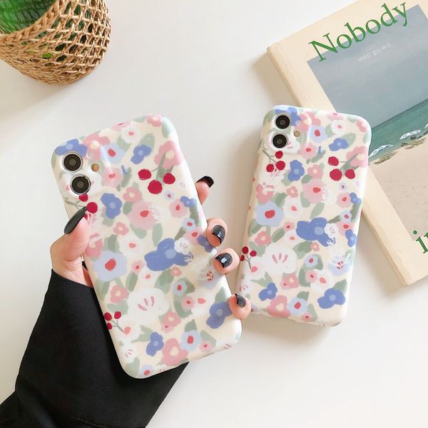 

cartoon cute cherry phone case for iphone12 pro max x xr xs max 7 8 plus soft matte floral shockproof cover for iphone 12 11 promax mini
