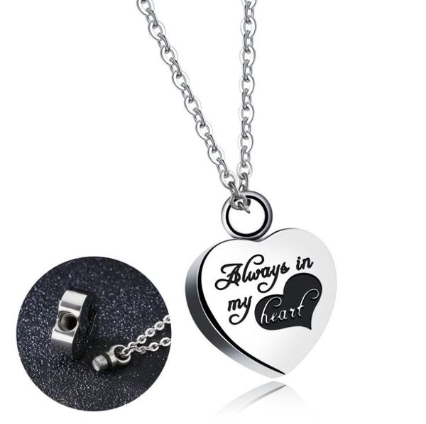 

always in my heart women's stainless steel locket necklaces openable cinerary urn pendant pet's ashes casket necklace fashion jewe, Silver