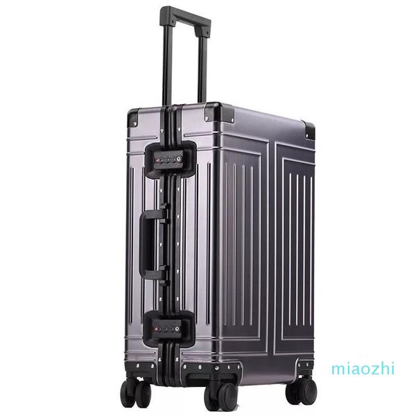 

suitcases 100% aluminum magnesium travel luggage 20/24/28 inch brand trolley suitcase spinner boarding rolling
