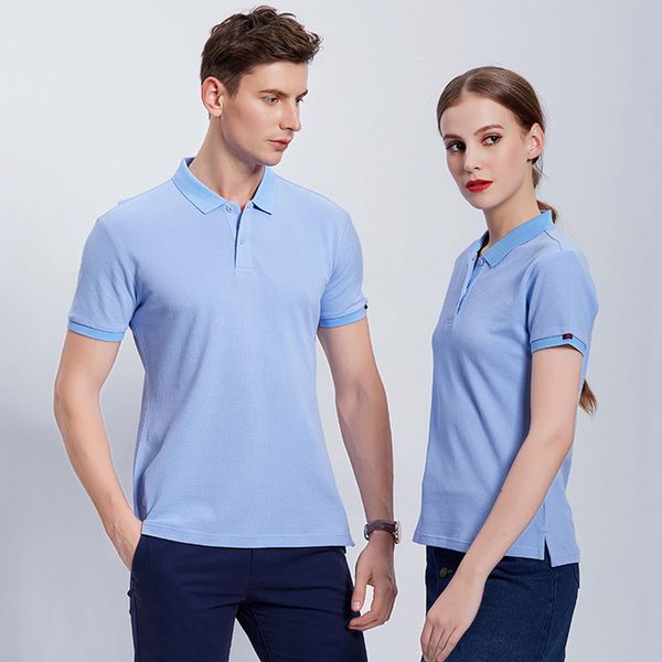 

men's short sleeve polo group lapel t-shirt printed advertising shirt, White;black