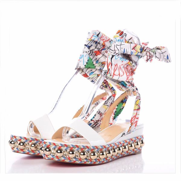 

summer popular women wedge sandals red bottom levantinana platform wedges women's gladiator sandalias stain strap party wedding, Black