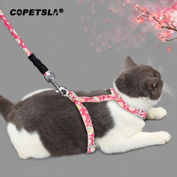 

cat collars & leads copetsla fashion cotton cloth i-shaped cats harness leash set kitten chest strap adjustable pets traction rope pet suppl