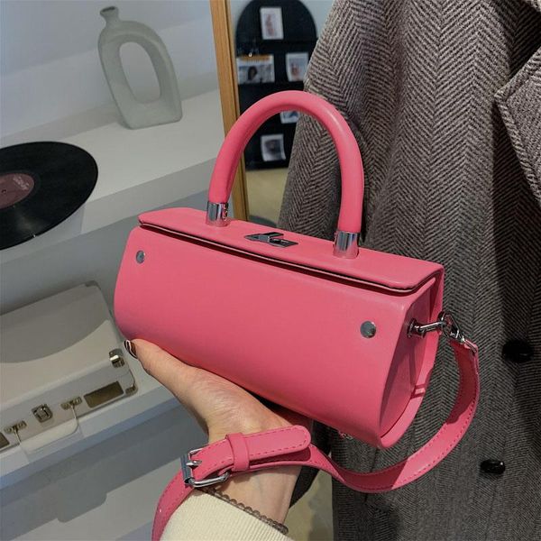 Akşam Çanta Moda Küçük Silindir Şeklinde Çanta Bayanlar Debriyaj 2022 Tasarımcı Crossbody Çanta PU Deri Omuz Messenger