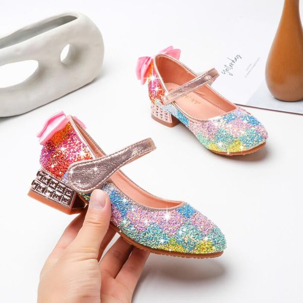 

water diamond princess girls leather shoes candy color casual sandals flash children sandals soft kids dance performance shoes, Black;red