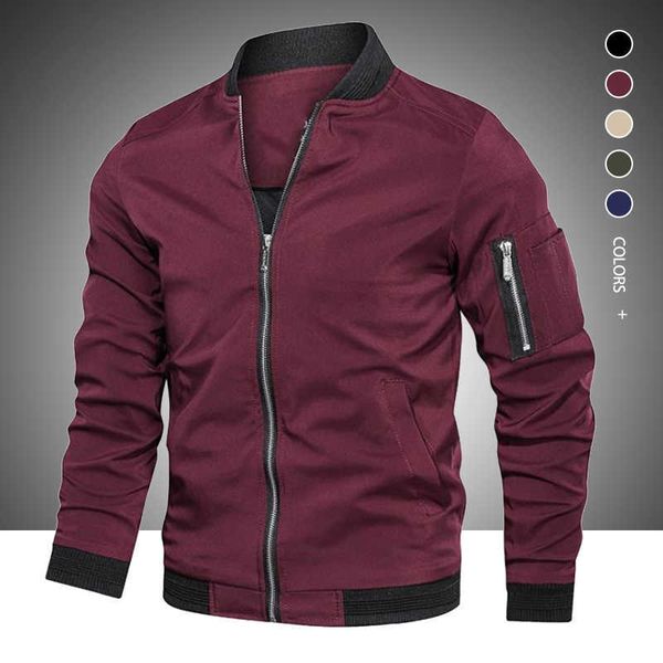 

autumn winter mens casual jacket fashion zip up slim fit caots male trend baseball bomber man brand overcoat 210909, Black;brown