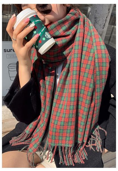 

hats, scarves & gloves sets christmas pure cotton lady big shawl imitation cashmere scarf soft skin-friendly thickening warm letter printing, Blue;gray