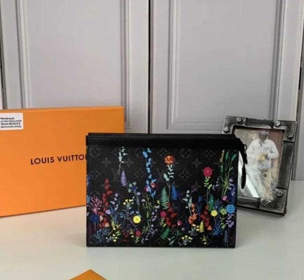 

new wallets m61692 new silk print grass brand net red packet fashion real leather long designer chain wallet pouches luxury key card holders, Red;black