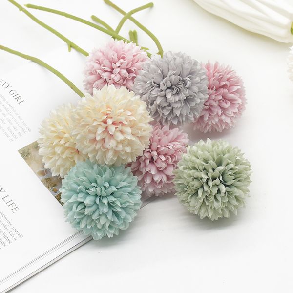 

1 set of 27 cm silk dandelion artificial flowers wedding chrysanthemum ball decoration christmas vase diy gifts