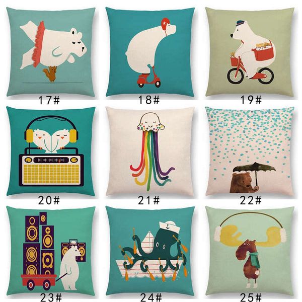 

latest funny cartoon cute animals good friends cat birds polar bear cushion cover giraffe crocodile colorful pillow case