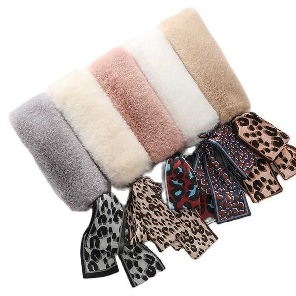 

2020 satin leopard print plush scarf women warm fack collar h0923, Silver