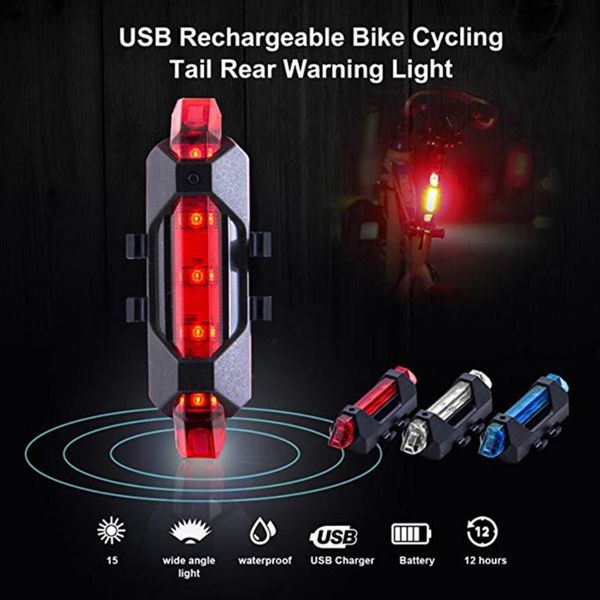 

bike lights 5led usb tail light waterproof 4 kinds of brightness adjustable bicycle safety cycling warning rear lamp portable taillight