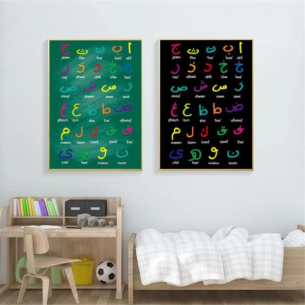 

paintings arabic calligraphy wall art print islamic alphabet canvas painting nursery poster nordic pictures baby kids room decor