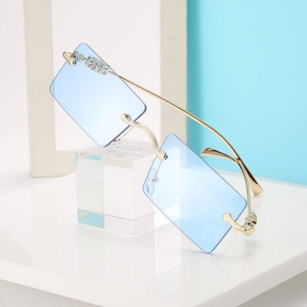 

mirrors sunglasses transparent personality frameless hip-hop glasses