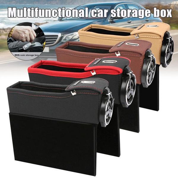 

car organizer console seat side pu leather storage box filler und sale