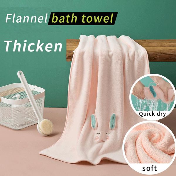 

towel flannel thickened cartoon animal bath quick absorbent drying bathroom towels 70 x140cm home textile