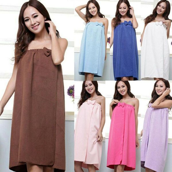 

towel ly women fast drying bowknot wearable bath shower spa wrap body beach bathroom bathrobe robe soft absorbent microfiber