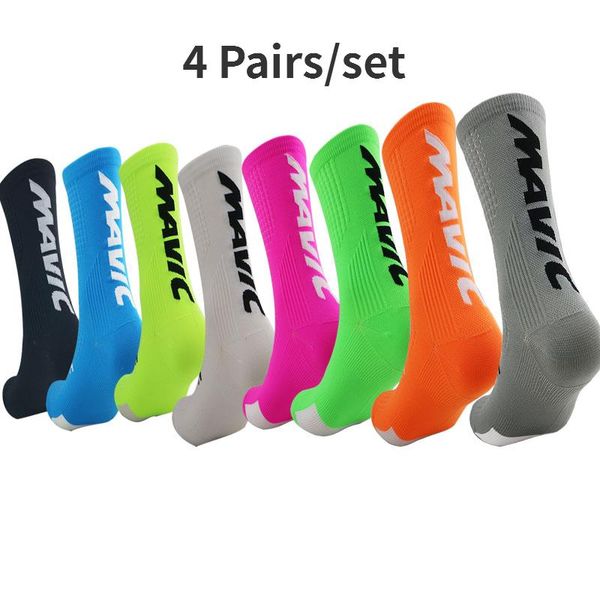 

sports socks 4 pairs cycling men knee high compression woman basketball yoga, Black