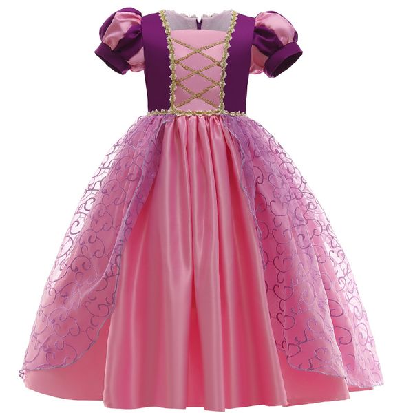 

2020 christmas evening dress for girls feather mesh dress halloween childrens princess dress cosplay for 3-10 years old, Red;yellow
