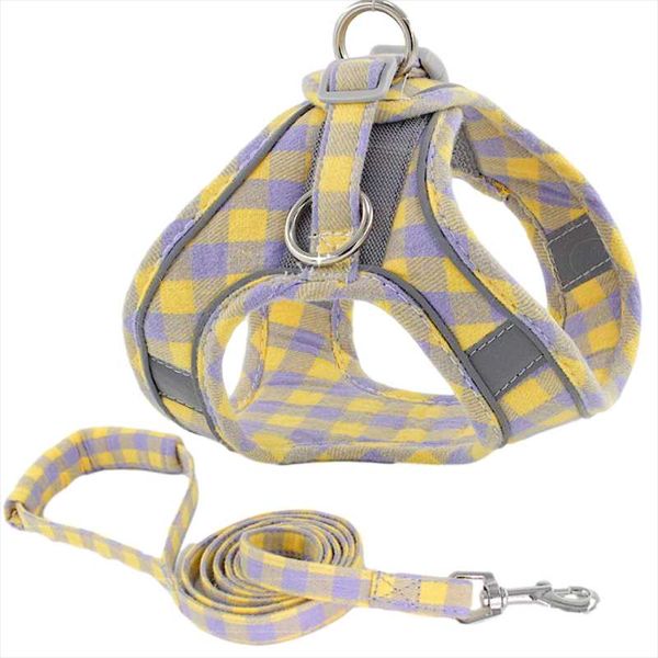 

cat collars & leads classic plaid harnesses for dogs cotton pet harness and leash set kitten straps pets vest dog gift teddy back clip cats