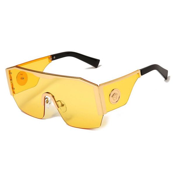 

sunglasses 2021 retro oversized square men fashion metal one piece vintage male sun glasses brand design uv400, White;black