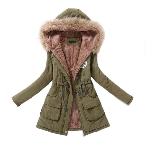 

women's trench coats womens parka casual outwear autumn winter hooded coat jacket women fur jackets and, Tan;black