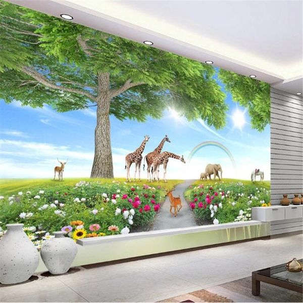

wallpapers milofi professional custom large wallpaper mural hd big tree animal world children's room fantasy tv background wall