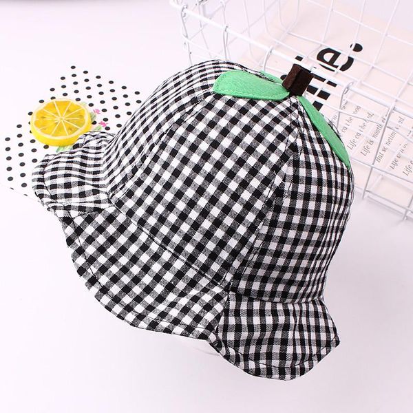 

cloches baby wide brim sun hat cotton blend plaid casual kids bucket cap summer beach girls travel outdoor 2021, Blue;gray