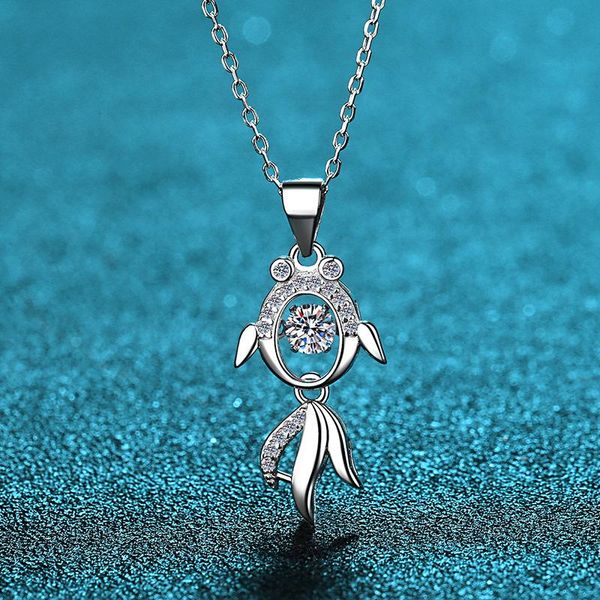 

chains 0.3ct round excellent cut moissanite pendant necklace df color vvs1 18k white gold plated silver 925