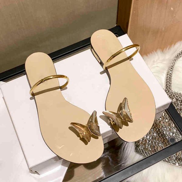 

80% off shoes summer beach women's slipper round toe rhinestones butterfly slides crystal bow flip flops outdoor casual dazzling female, Black