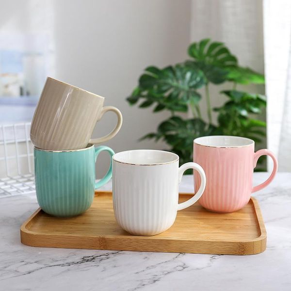 

400ml gold stripe mug creative elegant mug coffee cup drinkware mugs gift,porcelain mugs milk cup