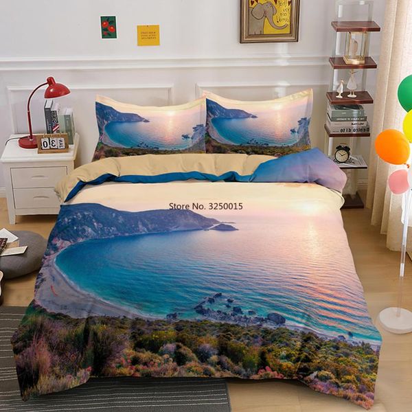 

bedding sets 2/3pcs beautiful 3d landscape set grassland duvet cover pillowcase soft single double  king size