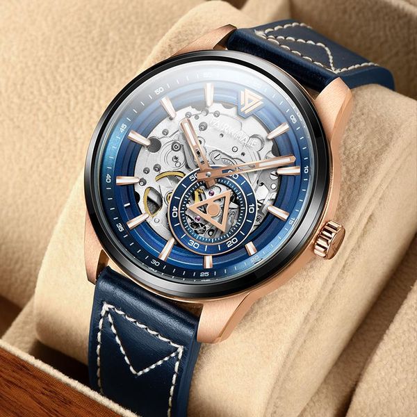 

wristwatches fairwhale men's mechanical watch stainless steel case fashion sapphire mirror waterproof satch luxury watches, Slivery;brown