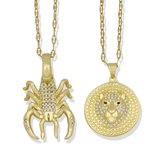 

pendant necklaces stainless steel scorpion and leopard zirconia micro pave necklace animal fashion jewelry for women gift, Silver