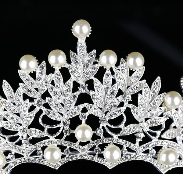 

new wedding crown silver color crystal pearl headwear queen wedding crown bridal headwear headband party wedding hair o qylazo