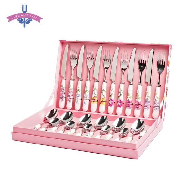 

dinnerware sets 4 pcs flatware set cutlery luxury silverware stainless steel western mirror polishing kitchen tool christmas gift