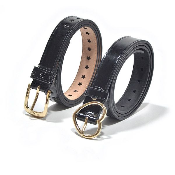 

korean women's heart-shaped pin buckle pu imitation leather belt women's decorative trouser belt leisure belt, Black;brown