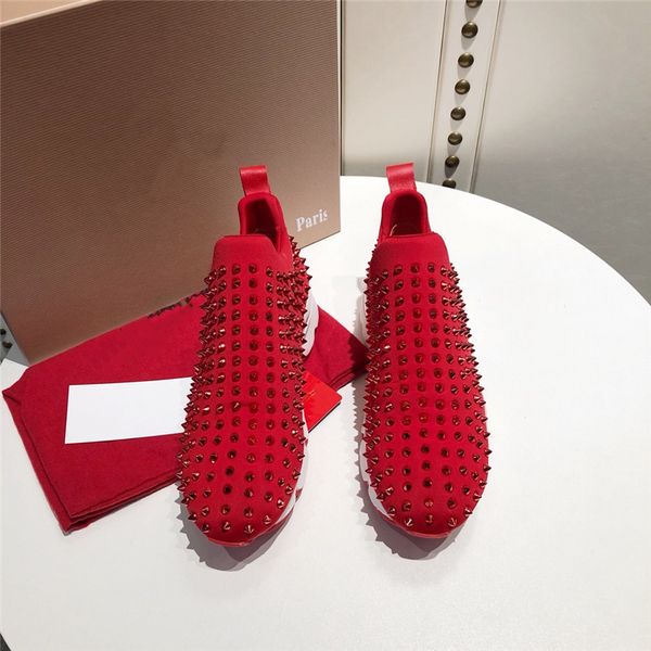 

luxuries loafers red bottom junior spikes platform designers shoes mens womens casual shoes bottoms flat trainers sneakers with box, Black