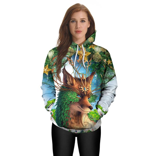 

new autumn and winter hoodie mens hoodies print men women animation forest cartoons animals sweatshirt long sleeve b101-143, Black