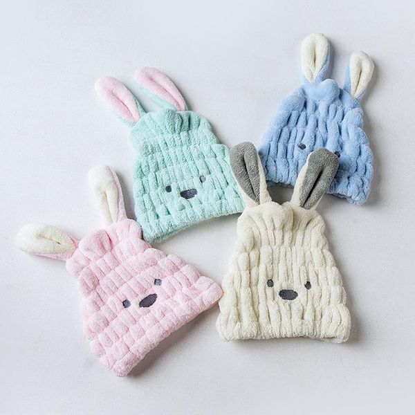 

towel soft white bathroom microfiber hair tdry cap bath towels cartoon cute ears